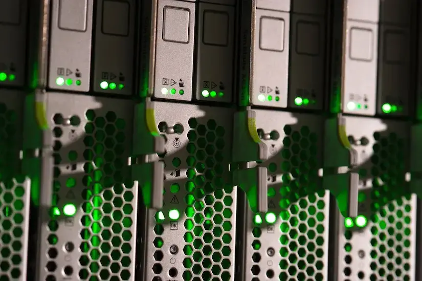 an enclosed bank of distributed computing equipment