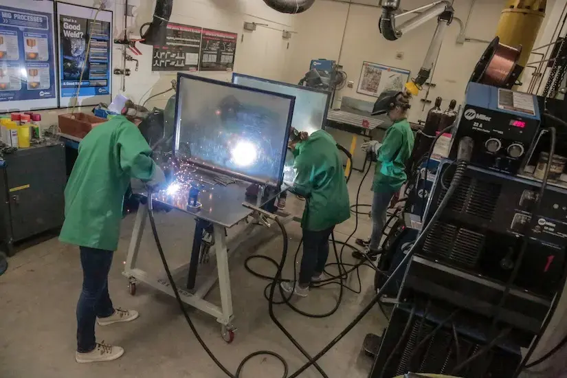 Students welding