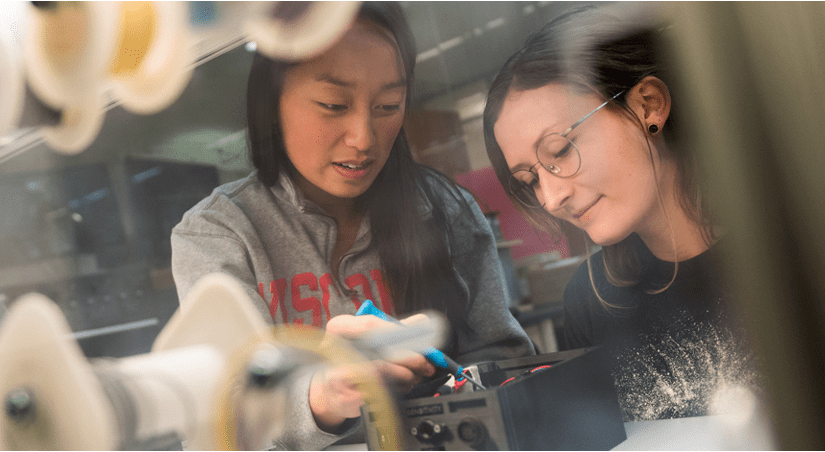 students in Morgridge Fab Lab