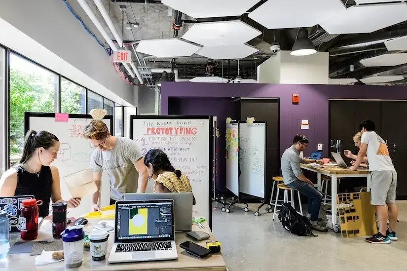 students working at Makerspace