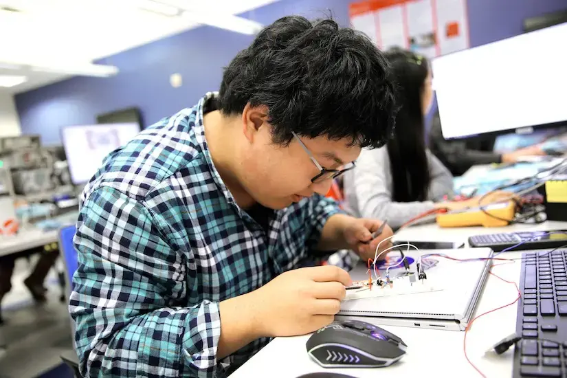 students in BME 462: Medical Instrumentation construct circuits