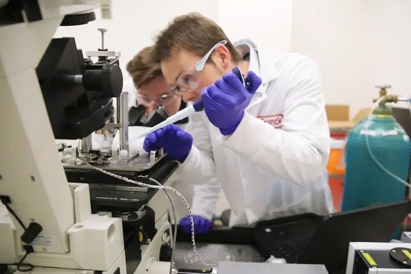 Christian Franck and Harry Cramer in lab