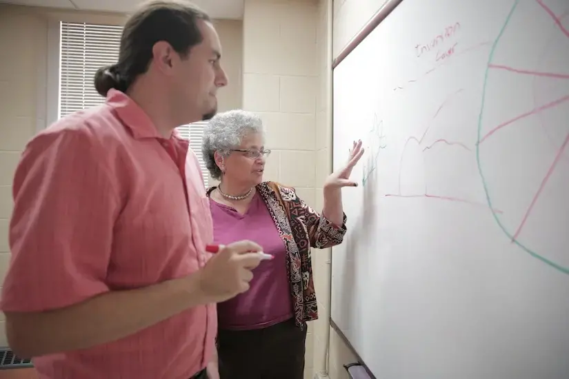 Vicki Bier woking on problems with then-PhD student A.J. Nosek