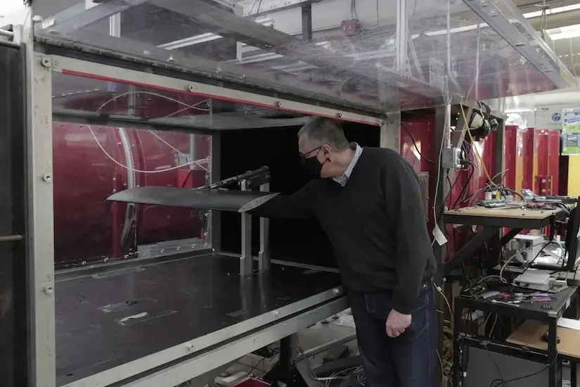 Riccardo Bonazza with the wind tunnel