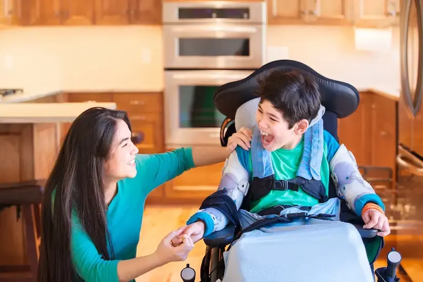 Stock image of boy in wheelchair