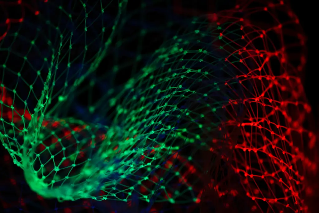 Machine Learning - green and red data points on black background