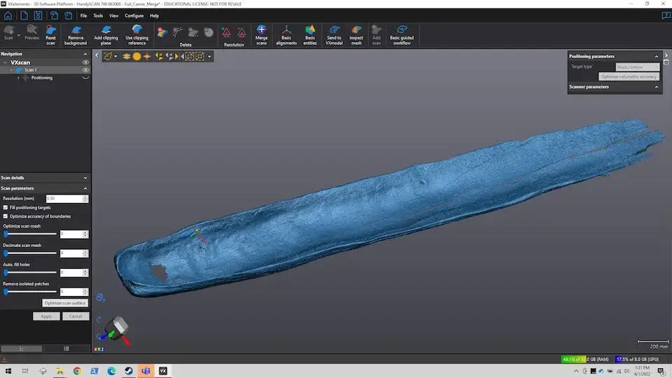 Scan of canoe