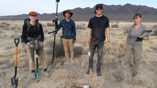 Anya Wolterman, DJ Bustos, Ben Jahnke, and Samantha Kleich at a geothermal plant