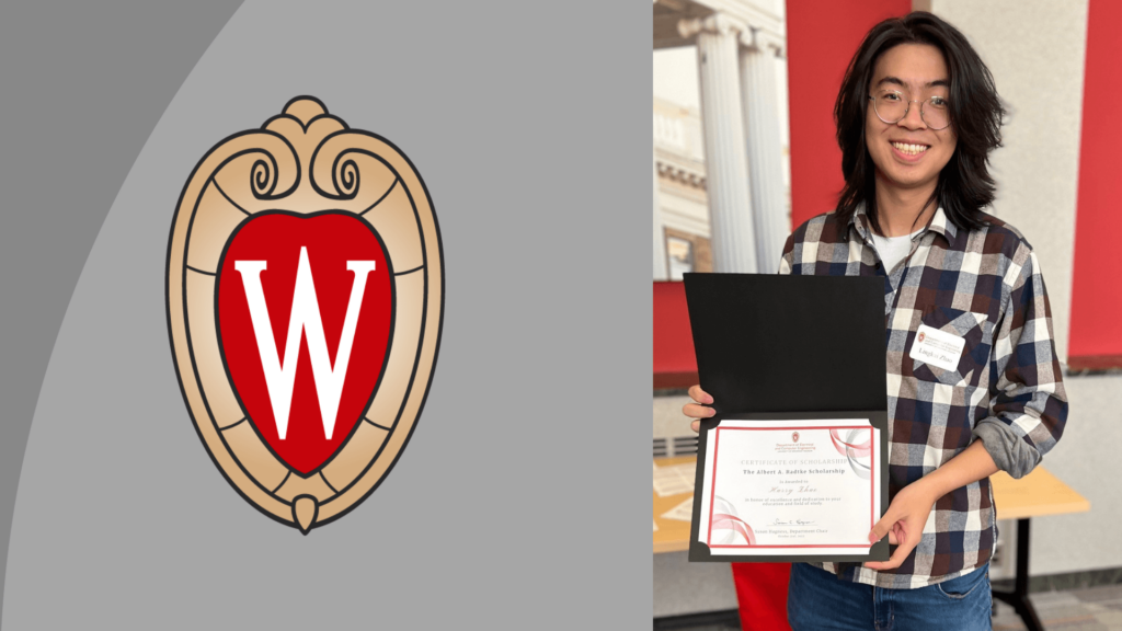 ECE scholarship recipient holding up certificate