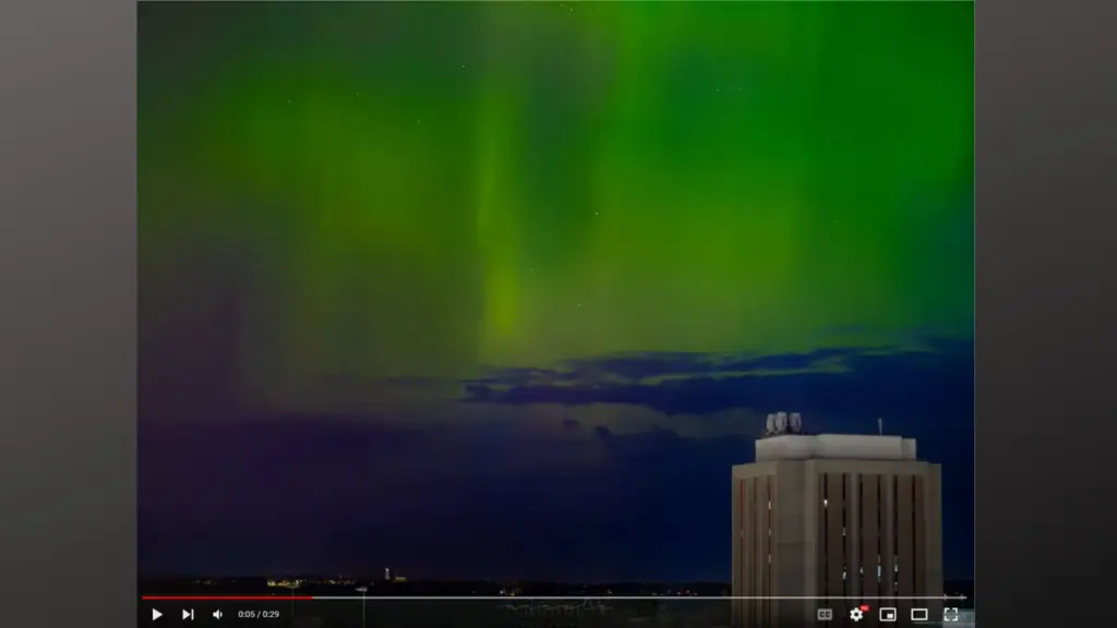 Aurora borealis over UW-Madison campus Photo credit to Wenxin (Sabrina) Wu and Shenwei (Erick) Shenwei Yin
