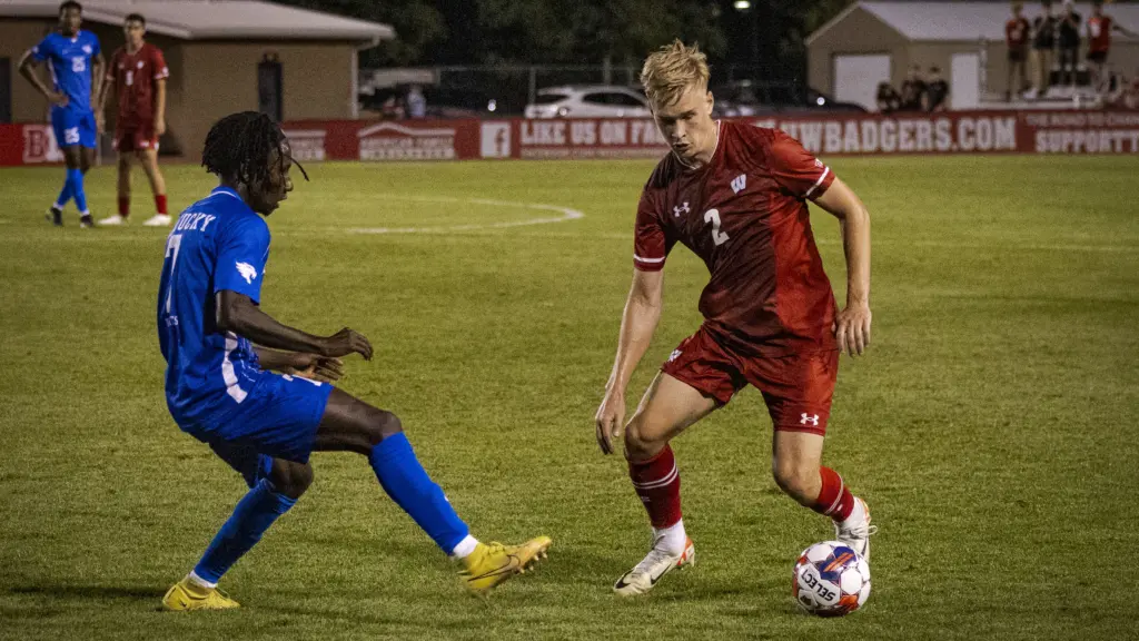Birgir Baldvinsson takes on a Kentucky player during the Badgers' upset win.