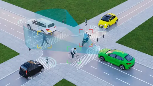 Illustration of autonomous cars sensing