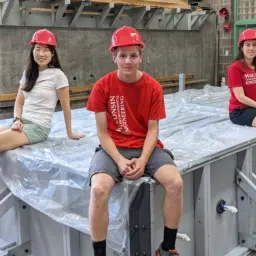 Postdoctoral associate Hyeyoung Koh, undergraduate Lennart-Fredrik Schmitz and Assistant Professor Hannah Blum with the SEAhorse