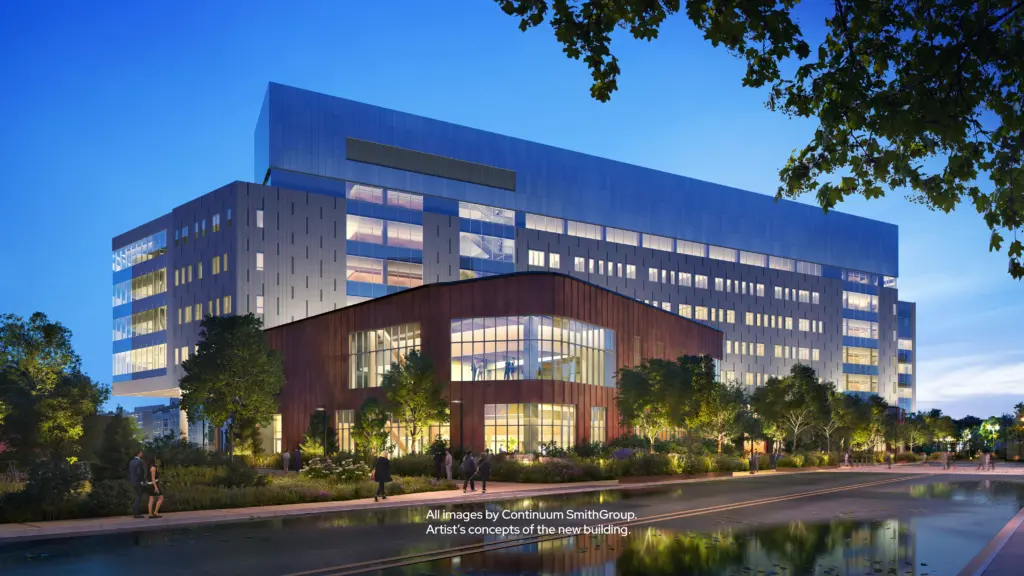 Southwest view of the outside of the new UW-Madison College of Engineering building