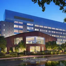 Southwest view of the outside of the new UW-Madison College of Engineering building