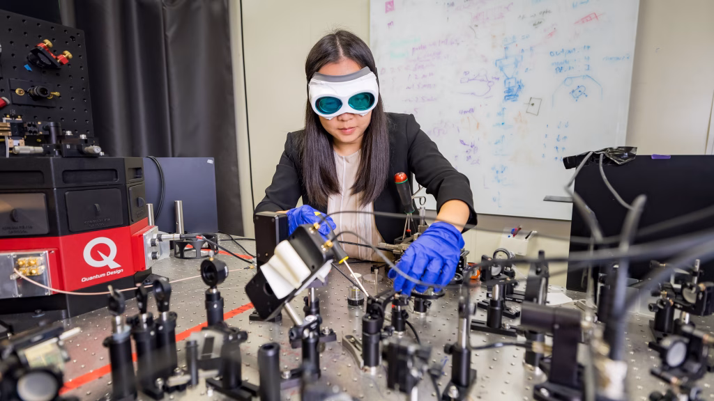 Ying Wang working in her lab