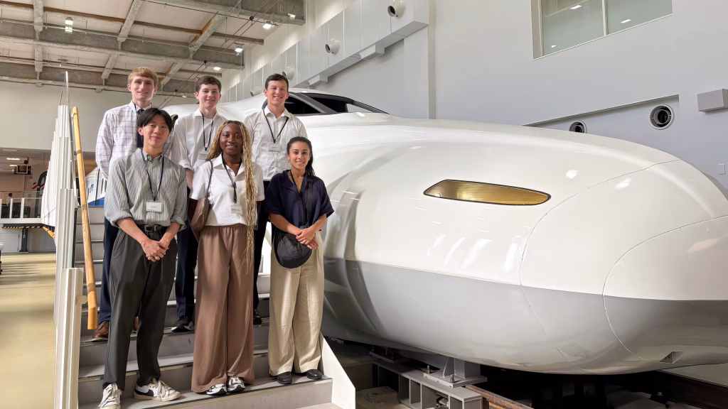 Kyle East and other international interns with the Central Japan Railway Company