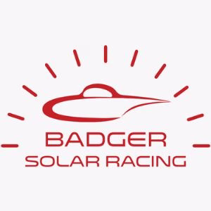 Badger Solar Racing text under outline of solar car in red