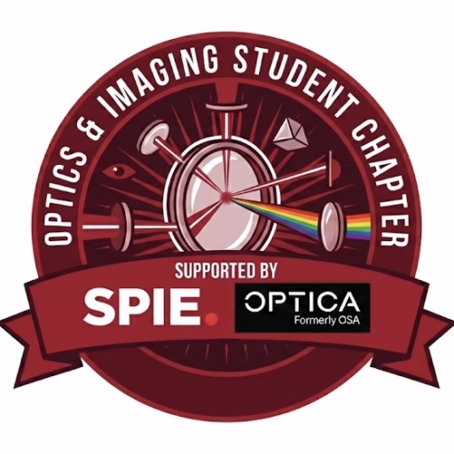 Optics & Imaging student Chapter supported by SPIE OPTICA on red logo